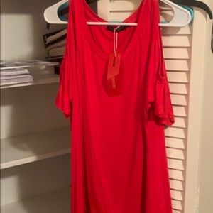 Red Cold Shoulder / Shark Bite Shirt (4/$25)